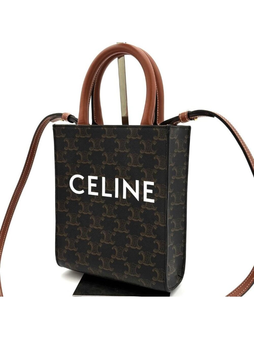 Celine Shoulder Bag Mini Vertical Cabas All Over Print Black